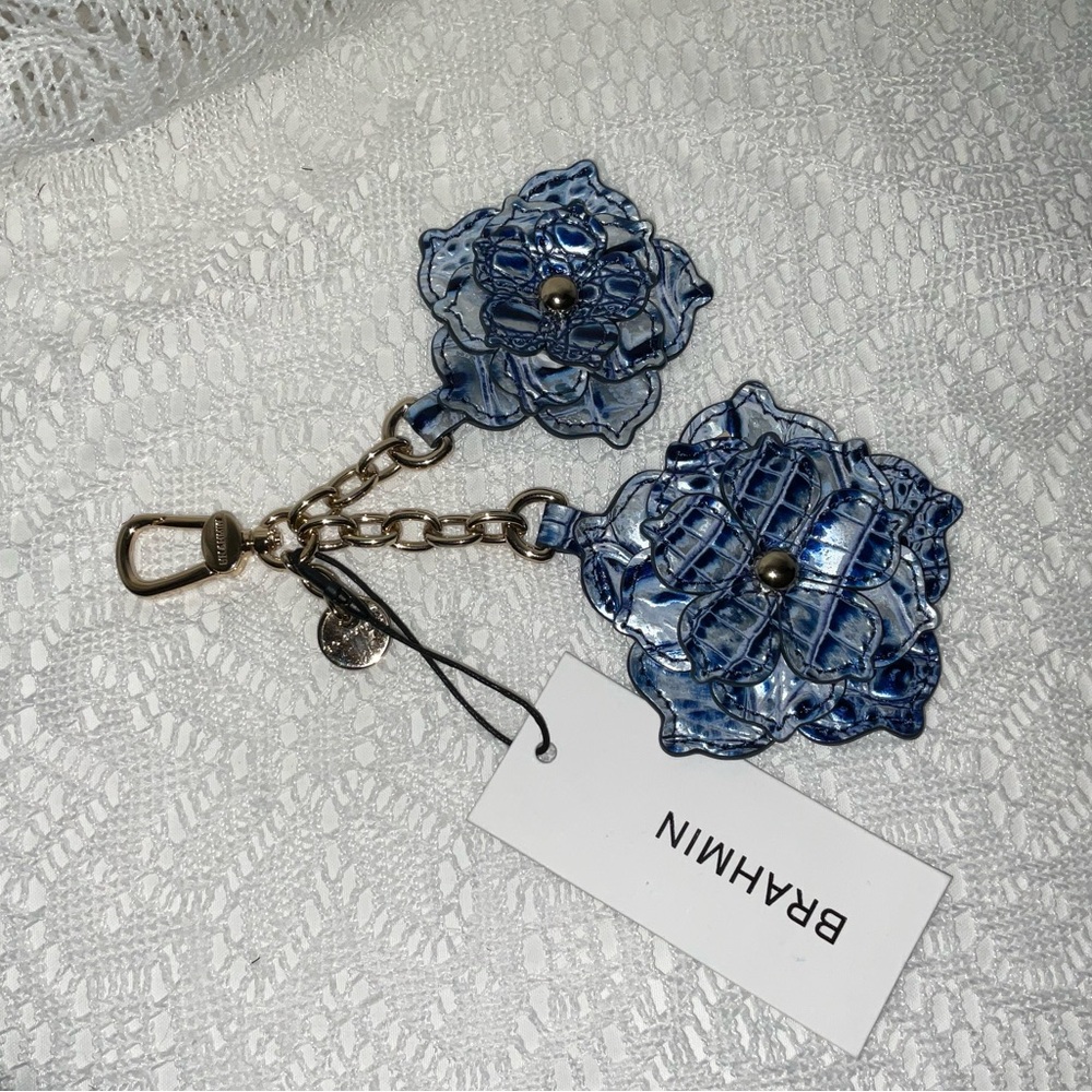 Brahmin Flower Duo Charm, Coastal Blue NWT